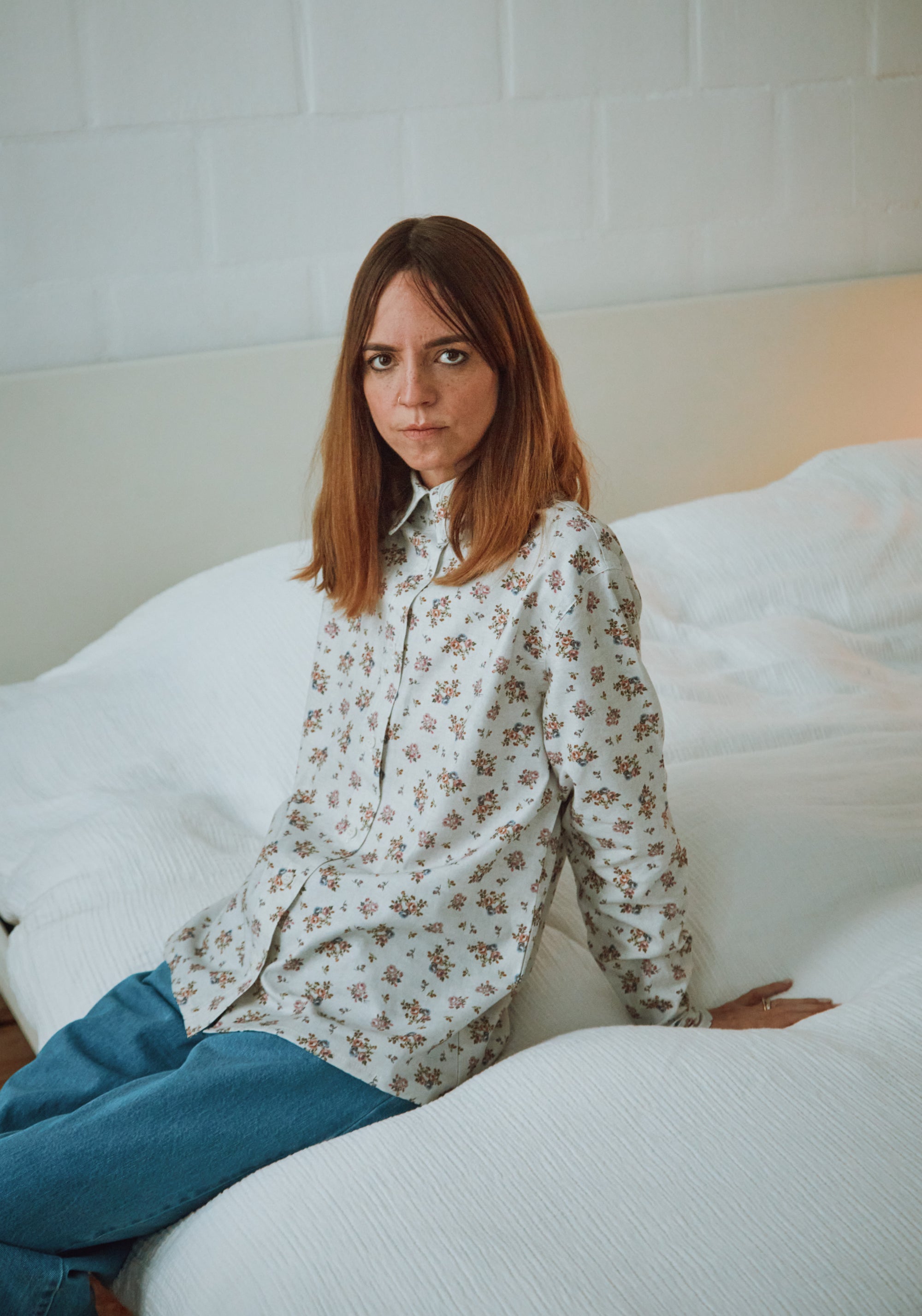 Cămașă femei din flanel de bumbac - Capucine Rose Gris Motif