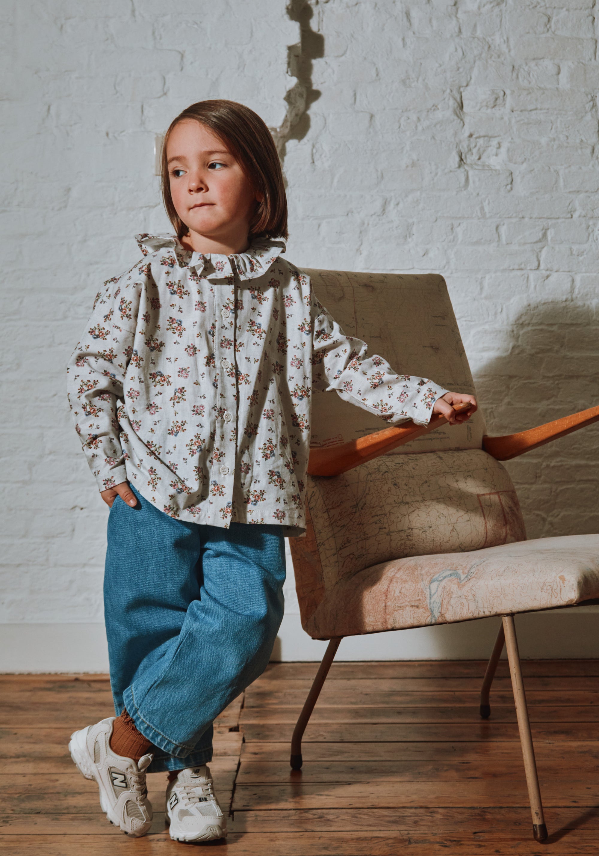 Cămașă din flanel de bumbac - Colchique Rose Gris Motif