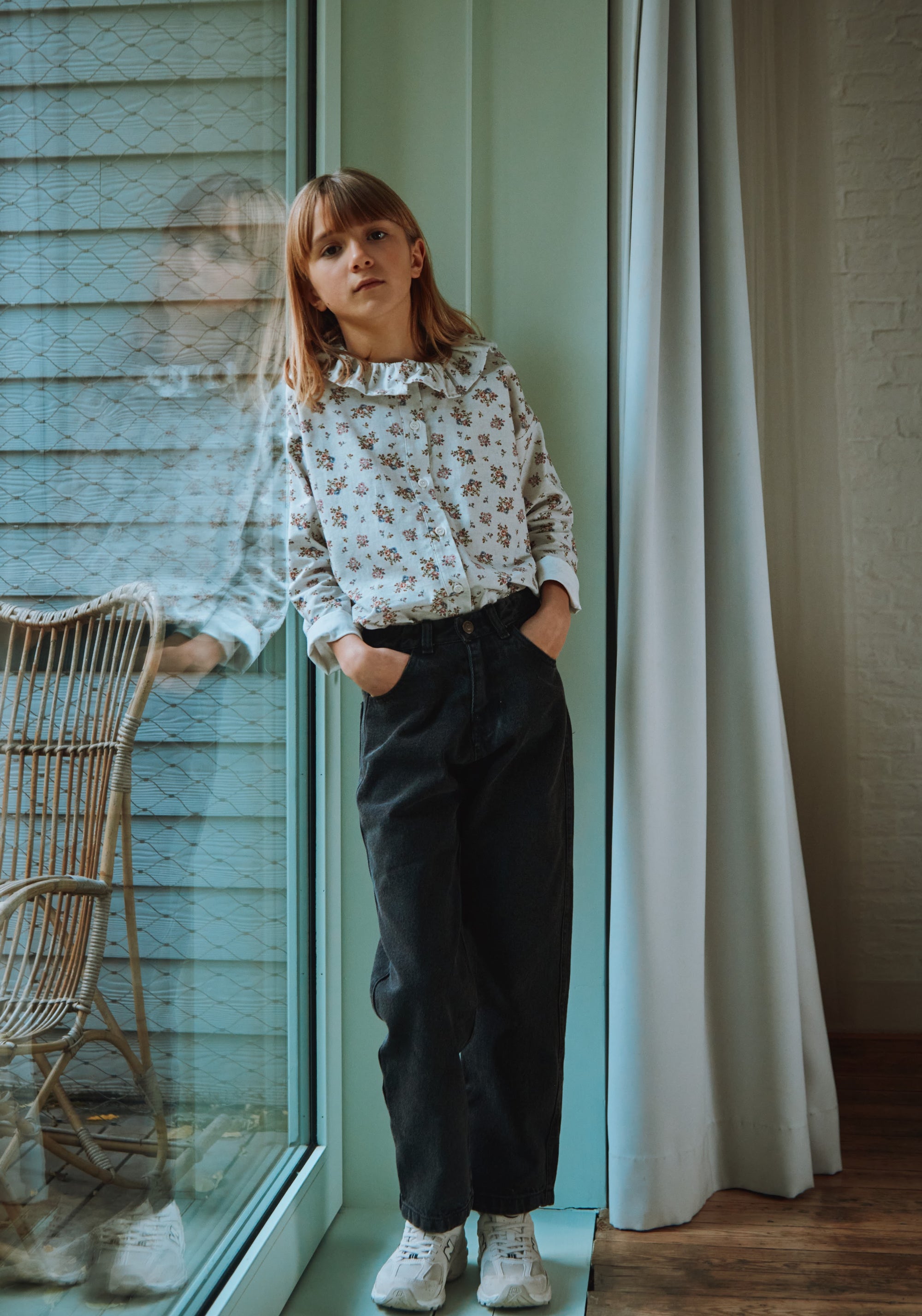 Cămașă din flanel de bumbac - Colchique Rose Gris Motif