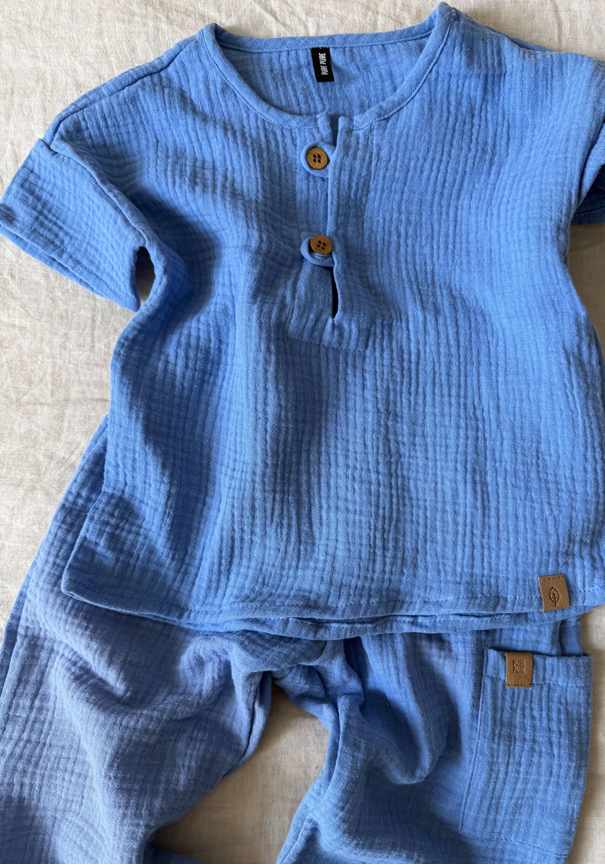 Cămașă muselină dublă din bumbac - Bluebell