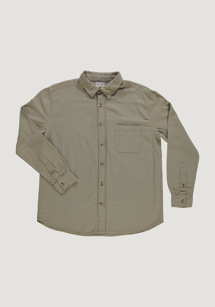 Cămașă bărbați din muselină dublă de bumbac - Camisa Olive Gray