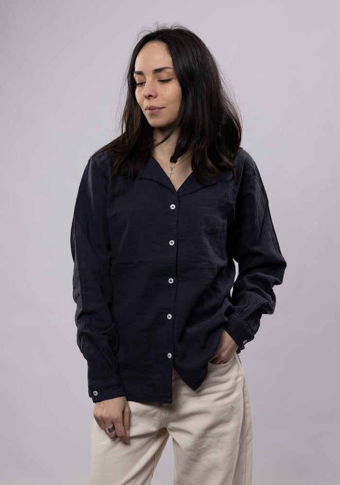 Cămașă muselină dublă din bumbac - Datte Pirate Black