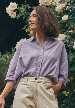 Cămașă femei din muselină dublă de bumbac - Neotine Lavender Aura Poudre Organic HipHip.ro