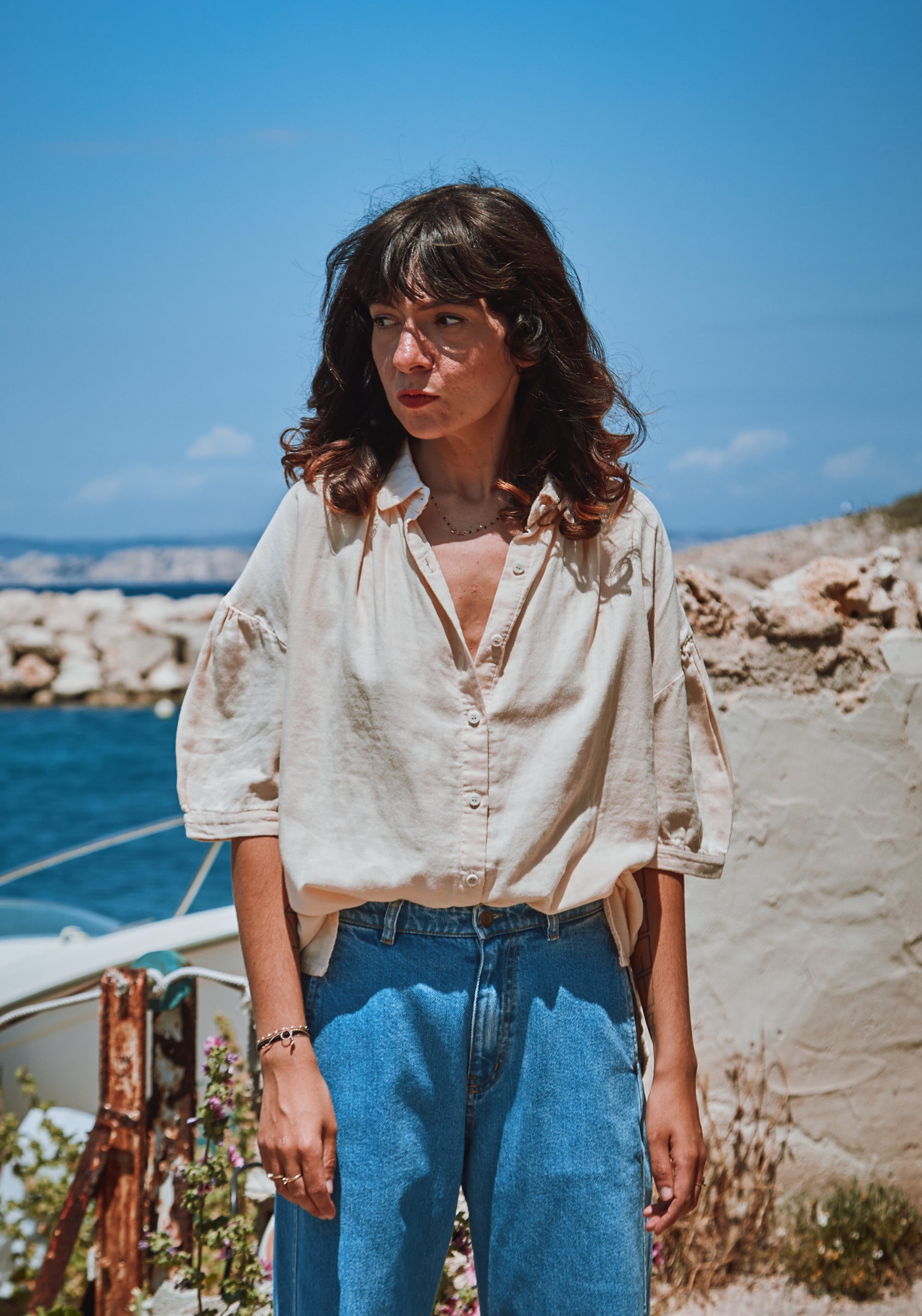 Cămașă femei din muselină dublă de bumbac - Neotine Sun Kiss