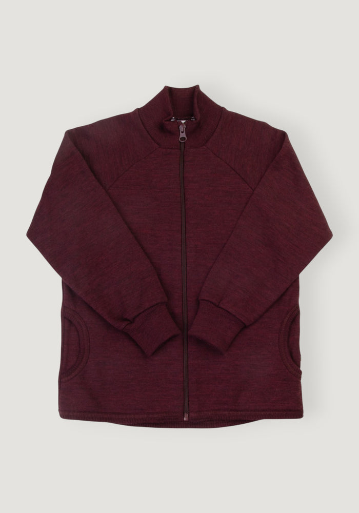 Cardigan brushed din lână merinos - Aubergine