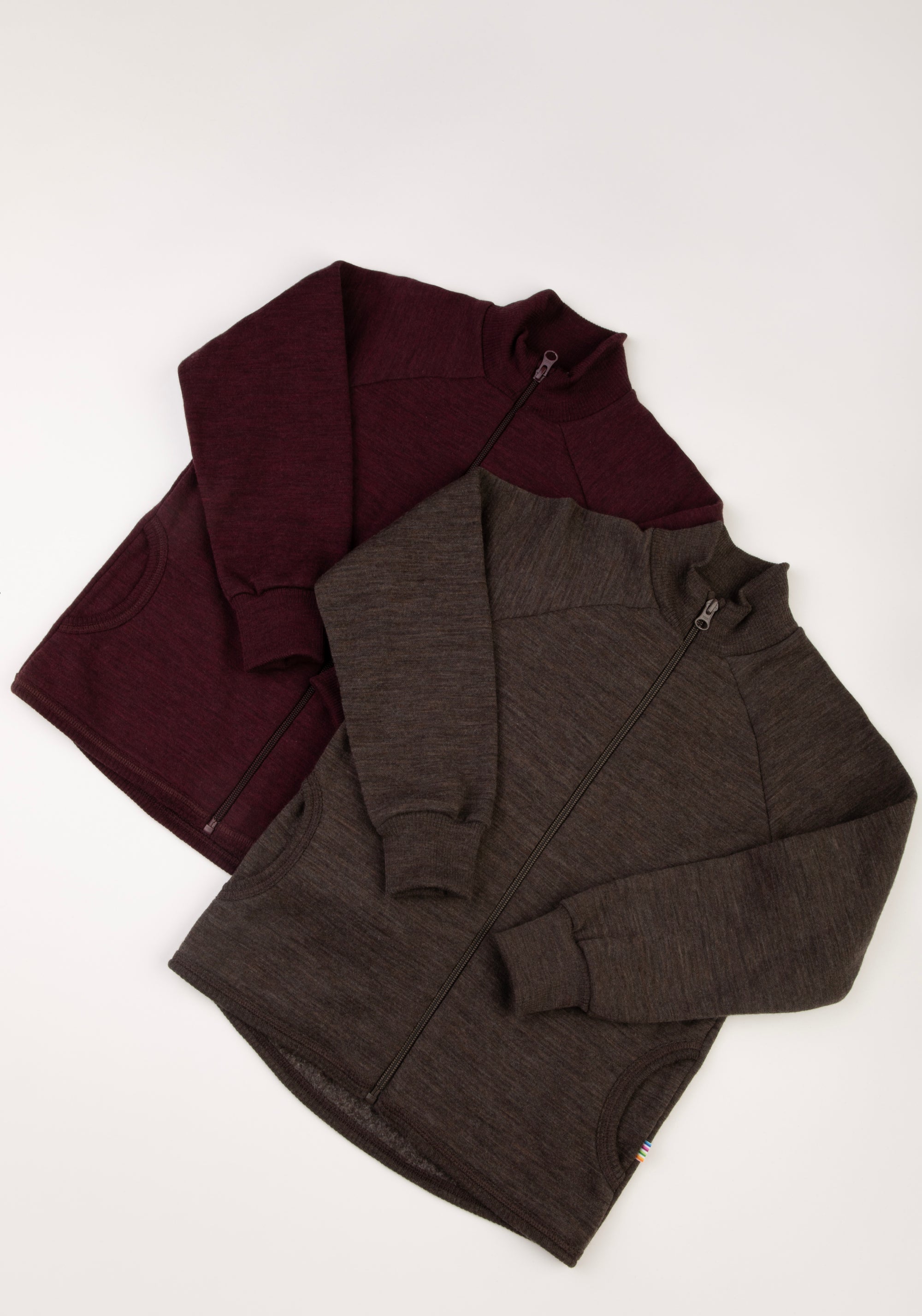 Cardigan brushed din lână merinos - Brown Melange