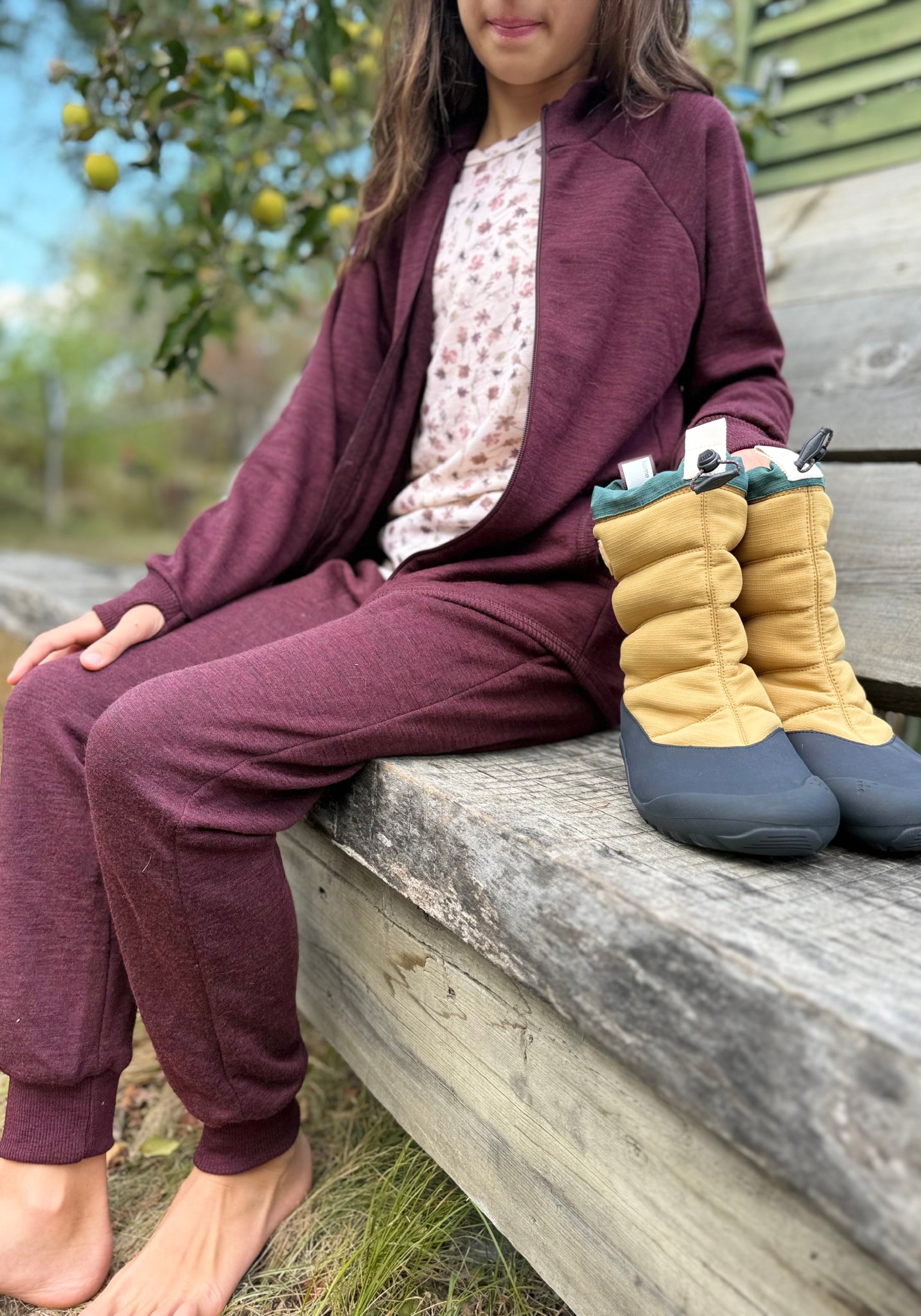 Cardigan brushed din lână merinos - Aubergine