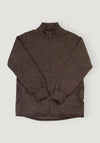 Cardigan brushed din lână merinos - Brown Melange