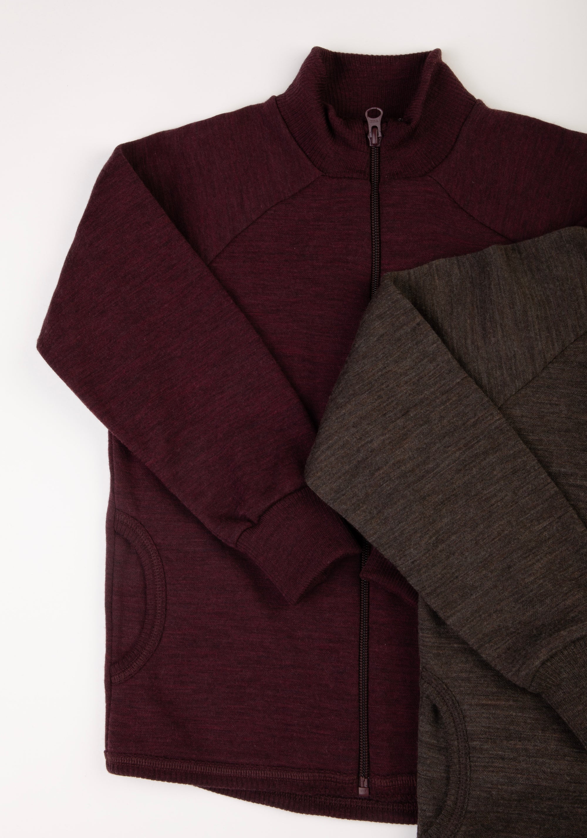 Cardigan brushed din lână merinos - Brown Melange