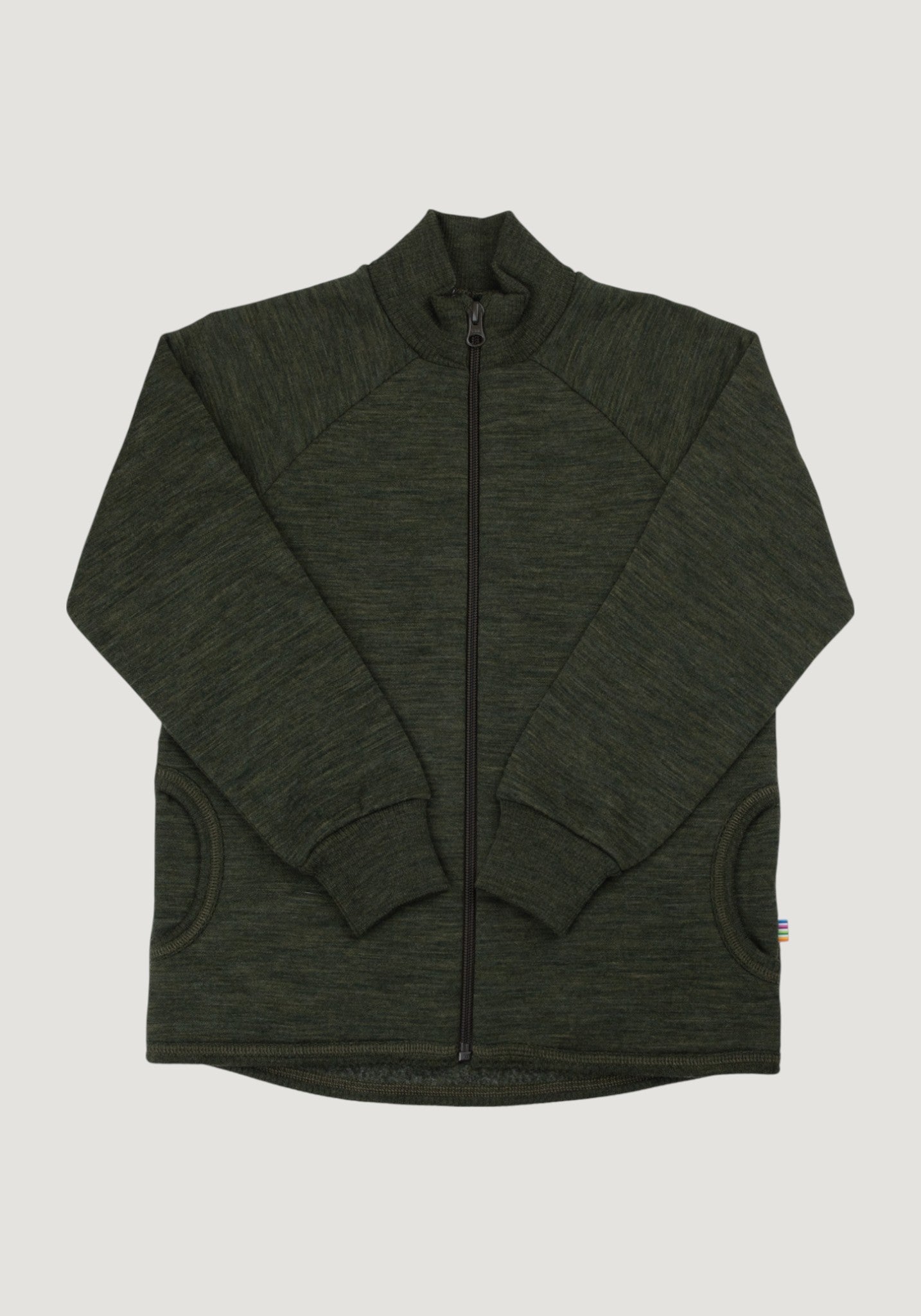 Cardigan brushed din lână merinos - Moss Green
