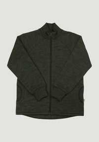 Cardigan brushed din lână merinos - Moss Green