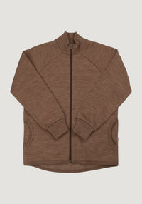 Cardigan brushed din lână merinos - Warm Brown