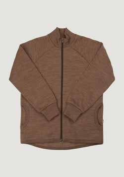 Cardigan brushed din lână merinos - Warm Brown