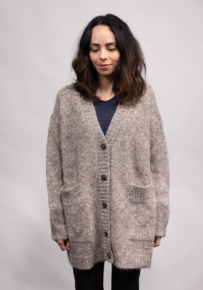 Cardigan din alpaca și bumbac Pima - Derya Grege Chine