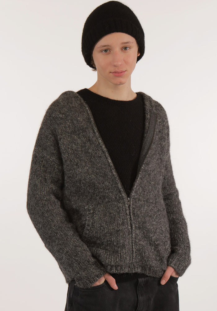 Cardigan din alpaca și bumbac Pima - Diamant Anthracite