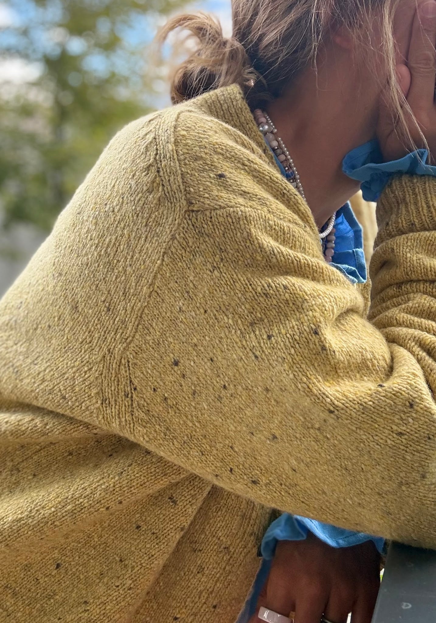 Cardigan din lână - Ammi Speckled Yellow
