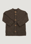 Cardigan din lână merinos - Brown Melange