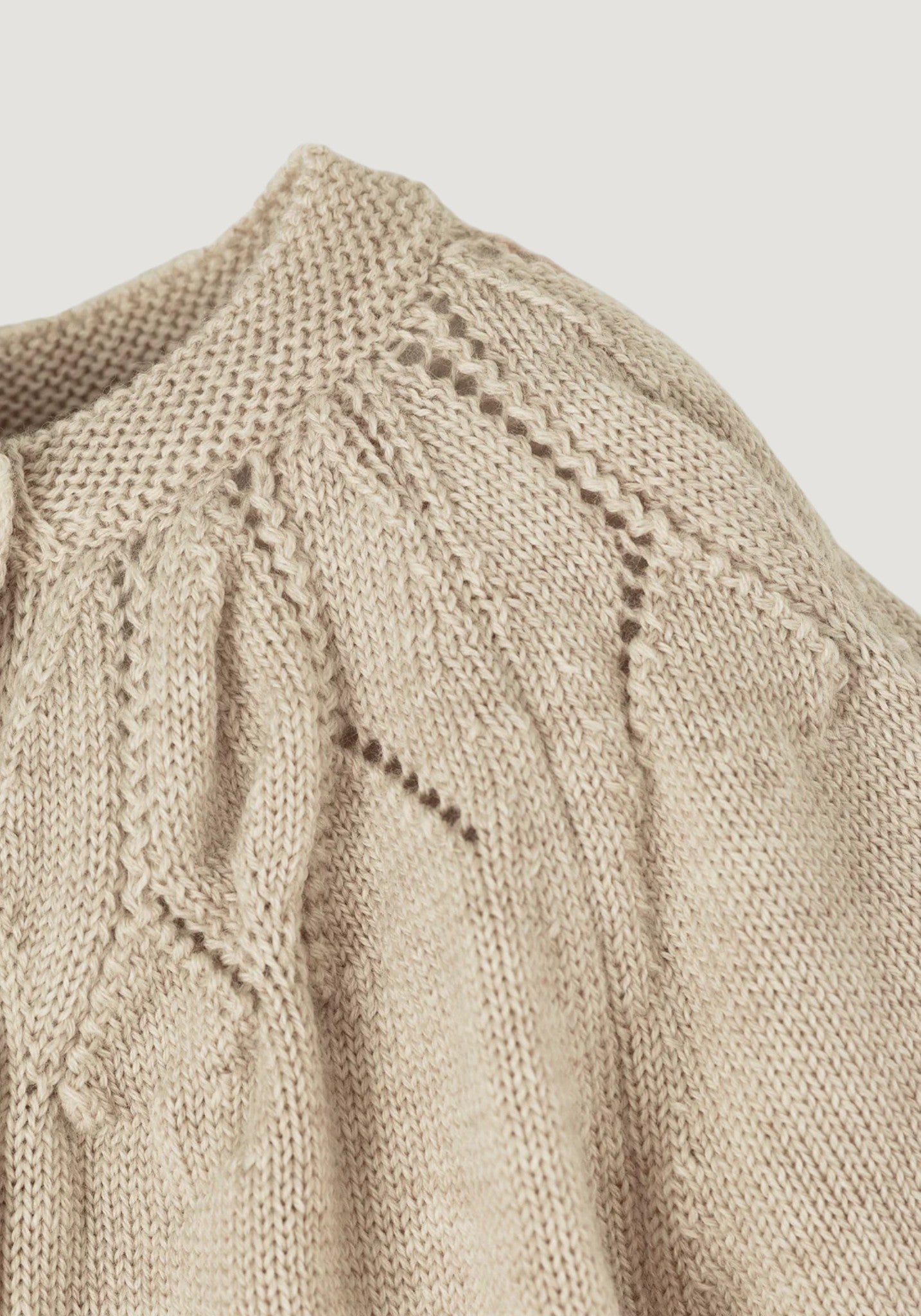 Cardigan din lână merinos - Natur