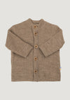 Cardigan din lână merinos - Rib Beige Melange