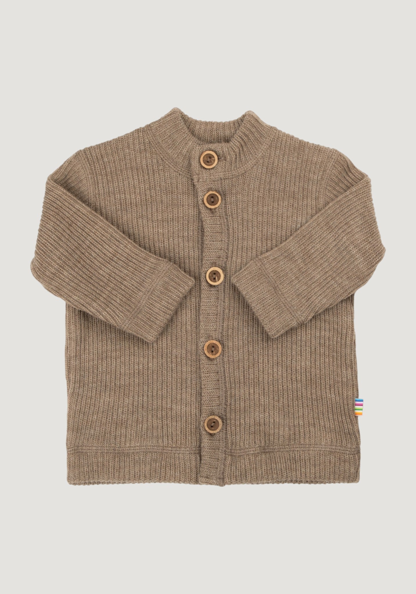 Cardigan din lână merinos - Rib Beige Melange