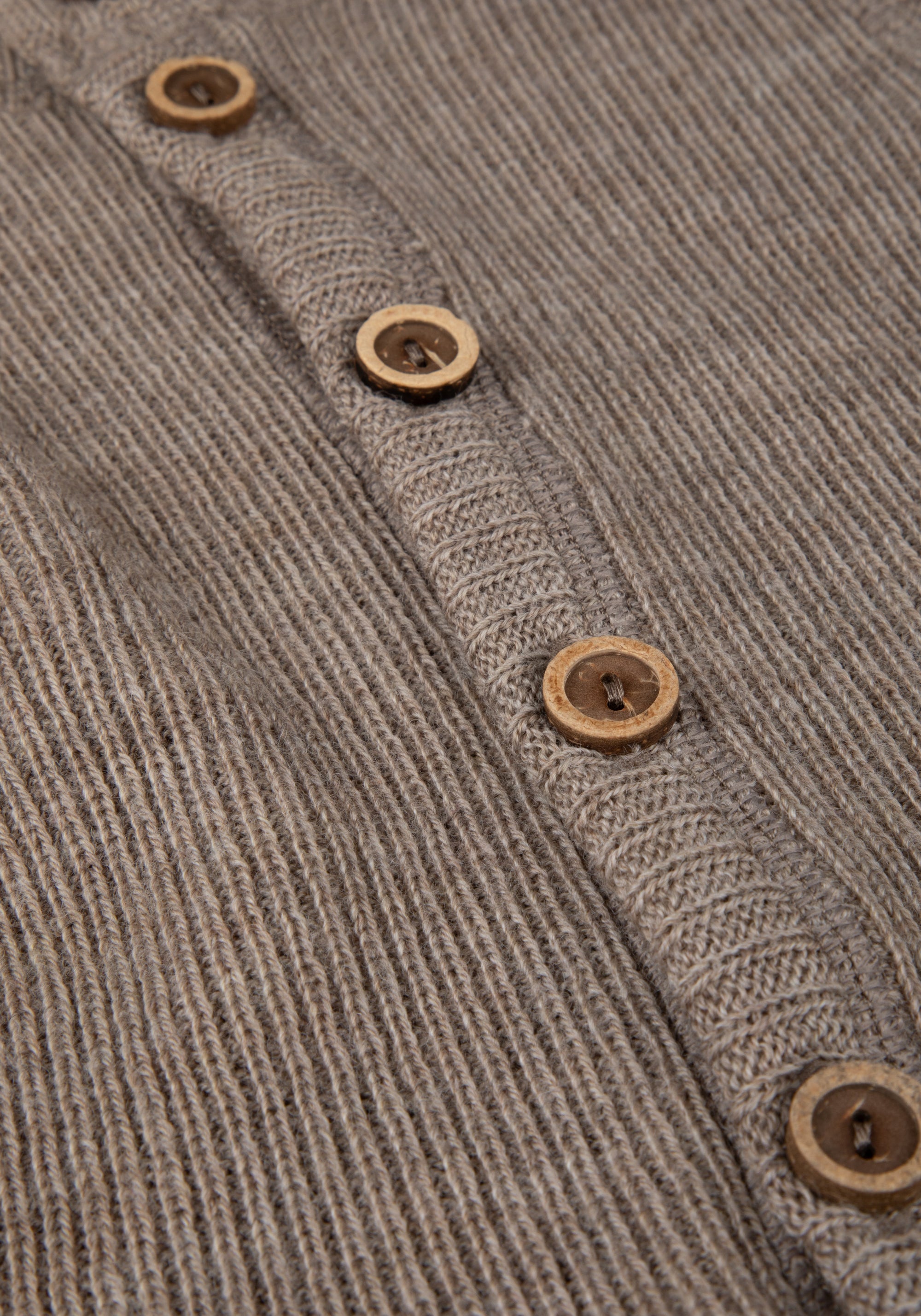 Cardigan din lână merinos - Rib Beige Melange