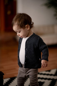 Cardigan lână merinos - Rib Grey Joha HipHip.ro