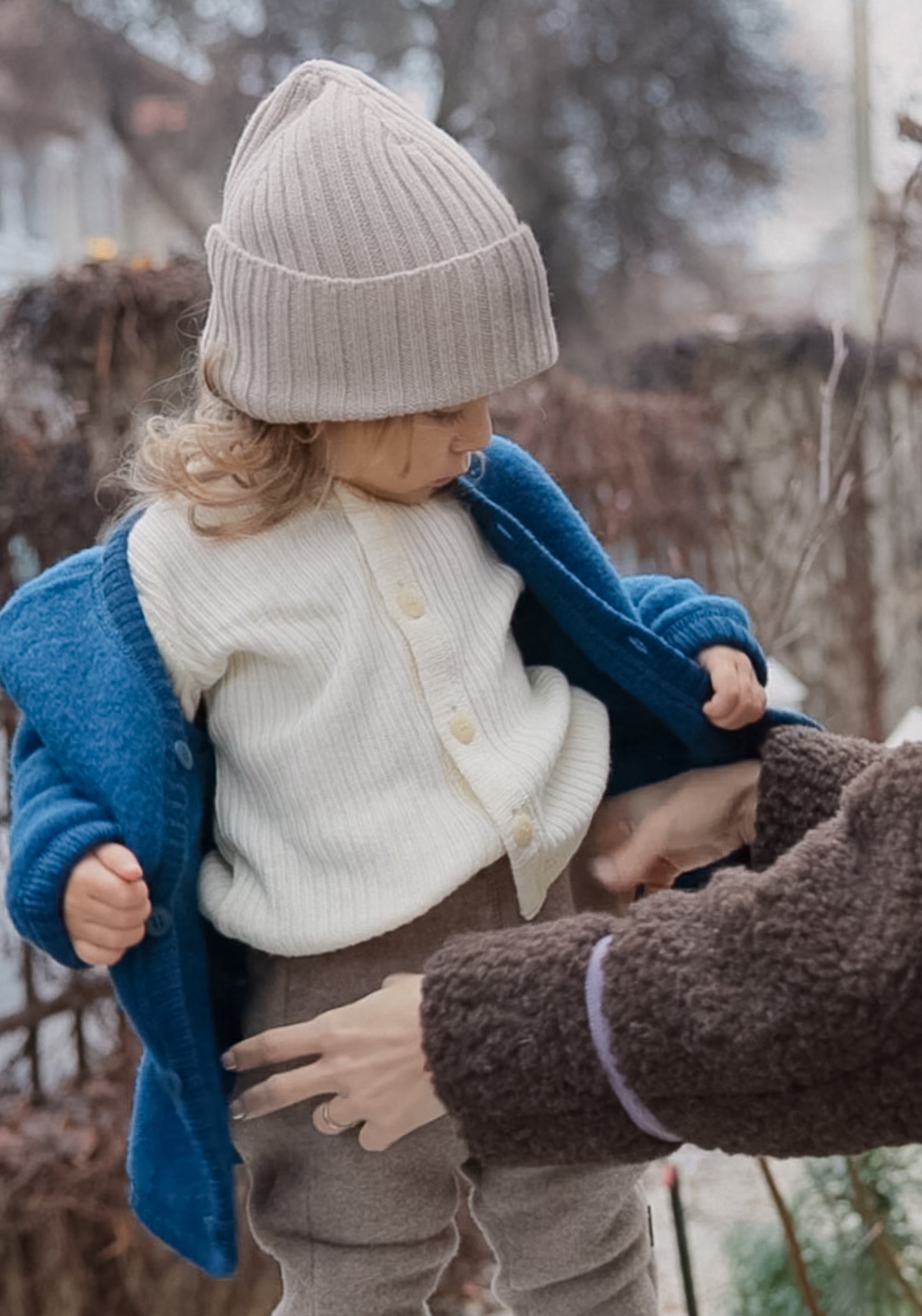 Cardigan fleece din lână merinos - Dark Turquoise
