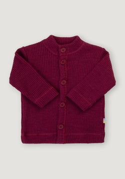 Cardigan din lână merinos - Rib Pink