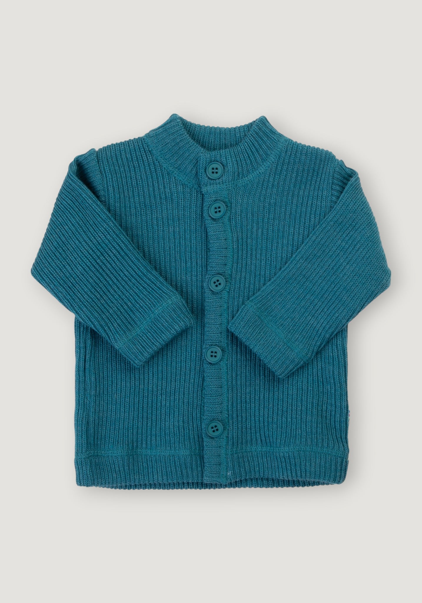 Cardigan din lână merinos - Rib Turquoise