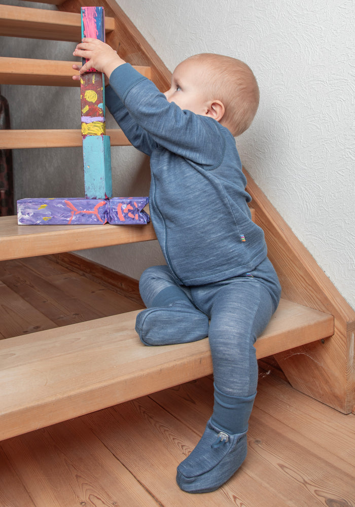 Cardigan din lână merinos și bambus - Propeller Dark Denim