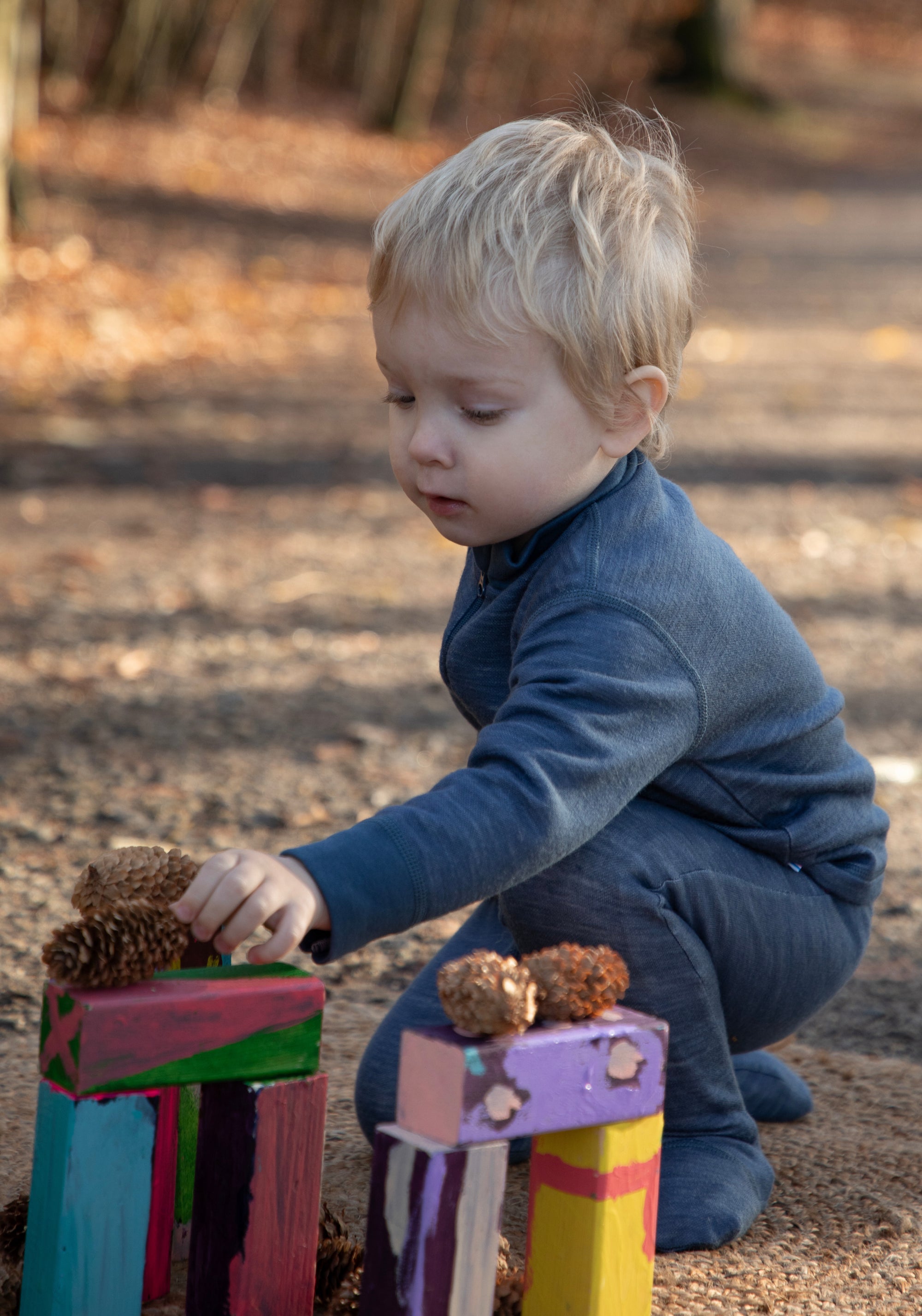 Cardigan din lână merinos și bambus - Propeller Dark Denim