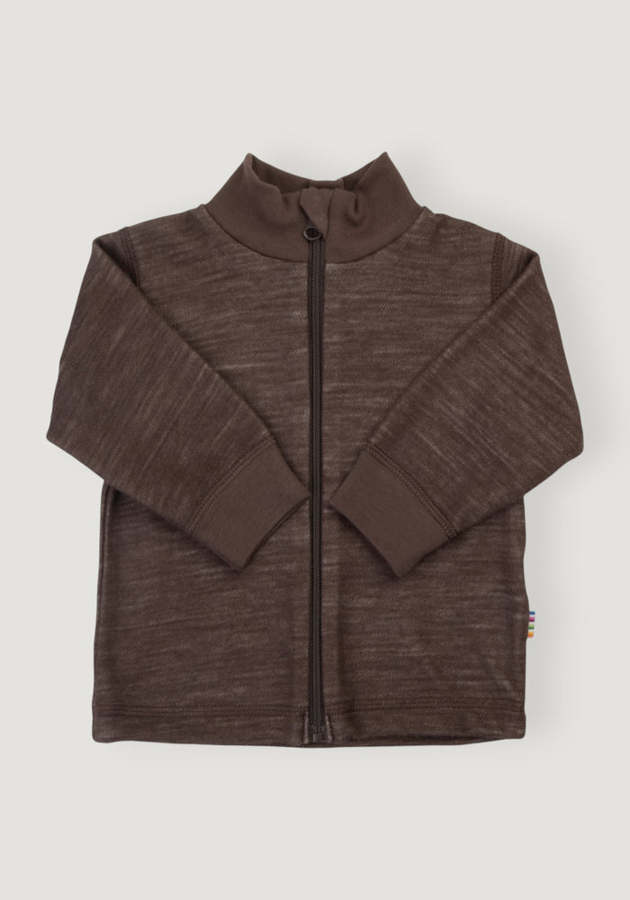 Cardigan din lână merinos și bambus - Solid Brown