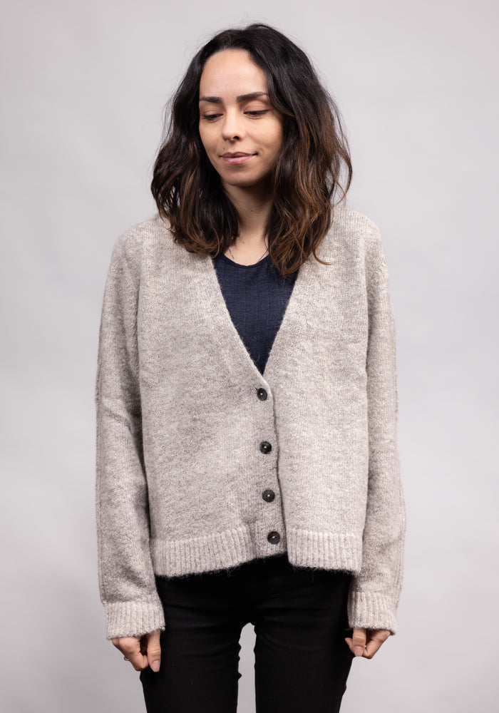 Cardigan femei baby alpaca - Isra Light Grey