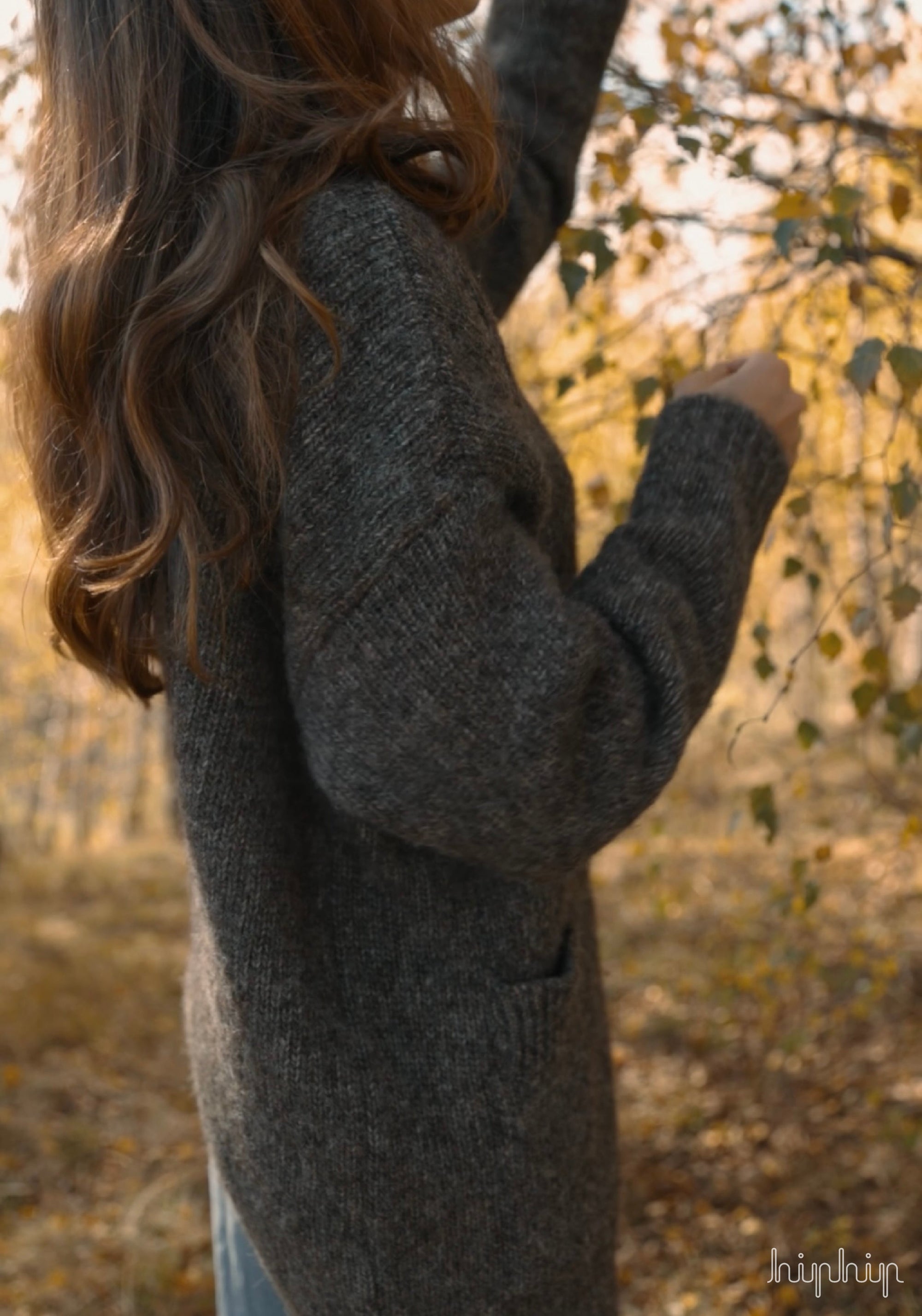 Cardigan femei din alpaca și bumbac Pima - Derya Brown Les Racines du Ciel HipHip.ro