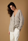 Cardigan femei din alpaca și bumbac Pima - Derya Light Grey Les Racines du Ciel HipHip.ro