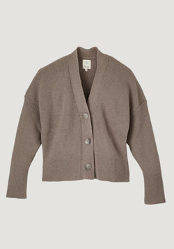Cardigan femei din lână merinos - Nut