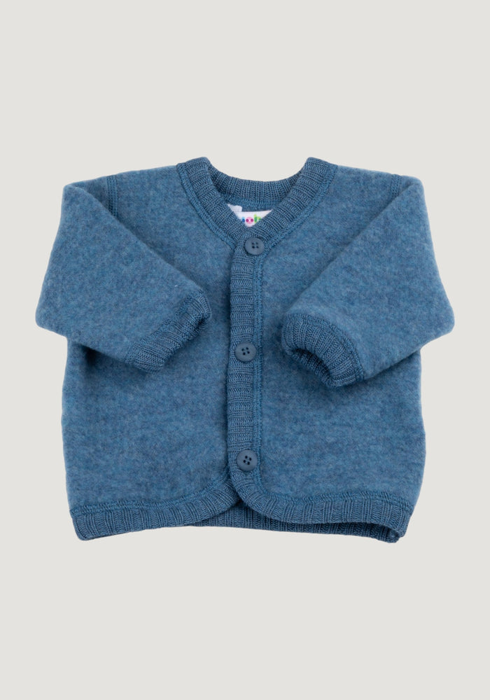 Cardigan fleece din lână merinos - Blue 80