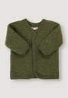 Cardigan fleece din lână merinos - Dark Olive 80
