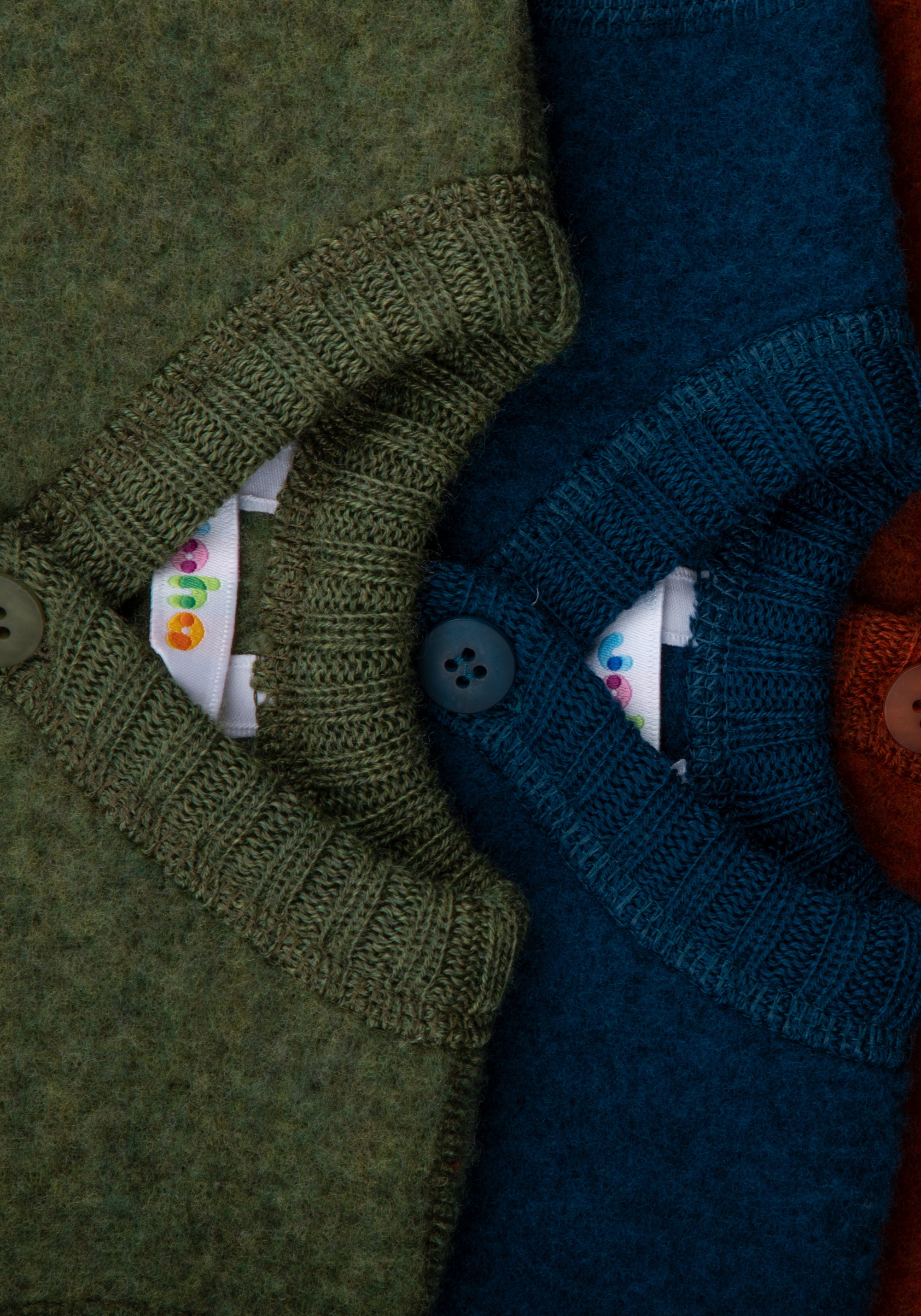 Cardigan fleece din lână merinos - Dark Turquoise