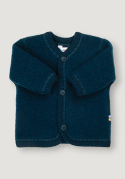 Cardigan fleece din lână merinos - Dark Turquoise 80