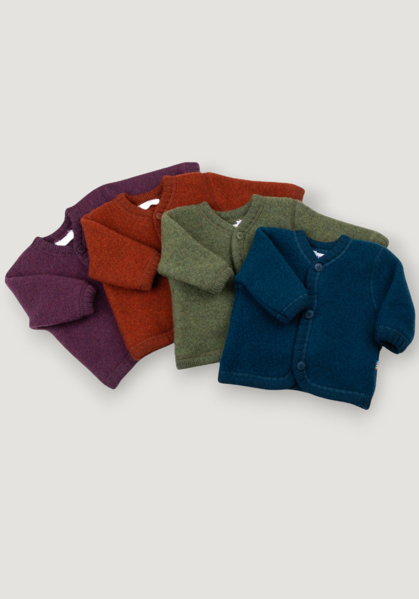 Cardigan fleece din lână merinos - Russet