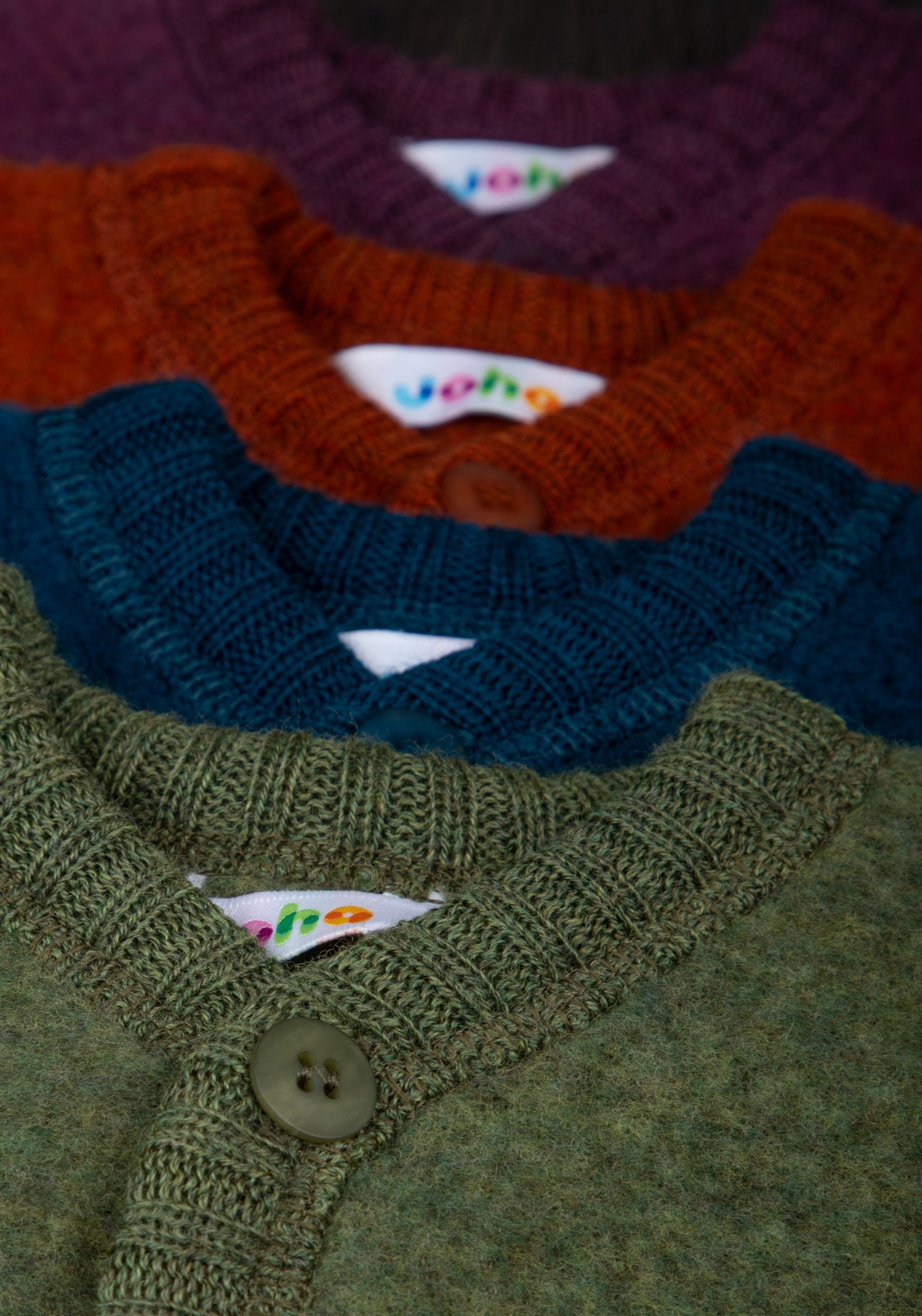 Cardigan fleece din lână merinos - Dark Olive