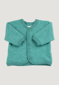 Cardigan fleece din lână merinos - Green 80