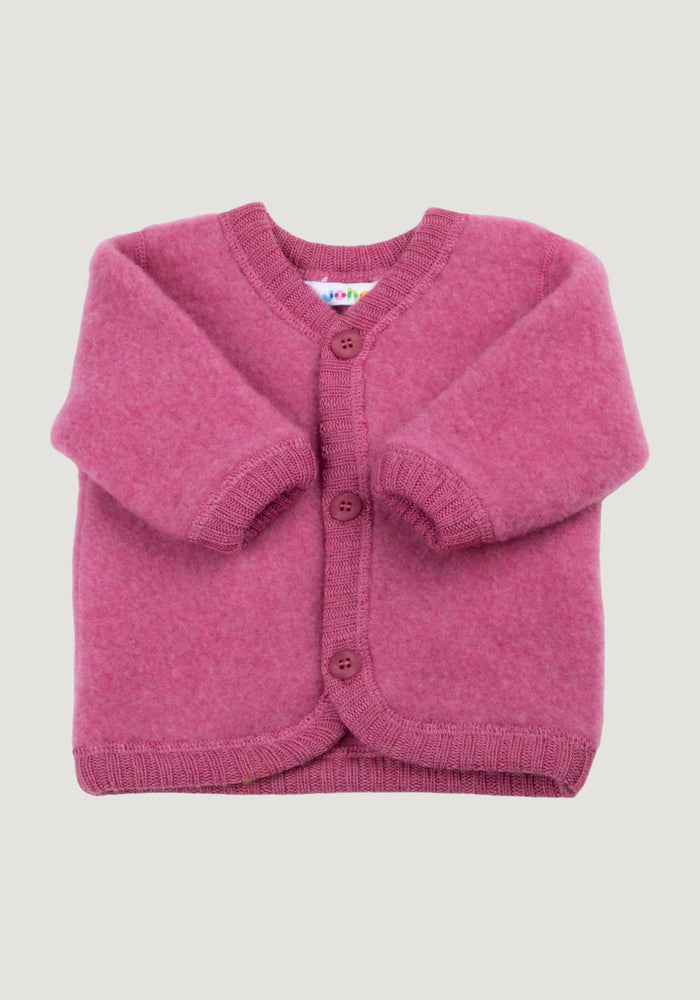 Cardigan fleece din lână merinos - Pink 80