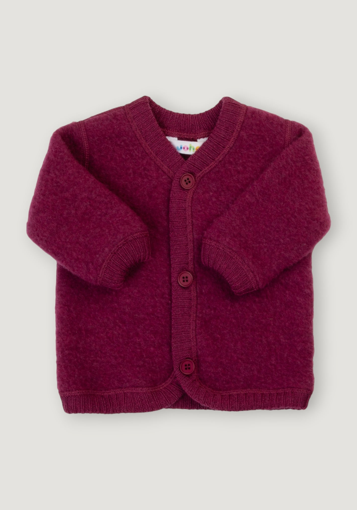 Cardigan fleece din lână merinos - Pink
