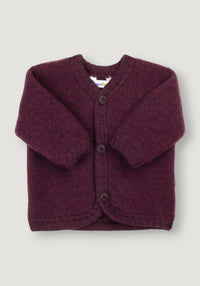 Cardigan fleece din lână merinos - Plum 80