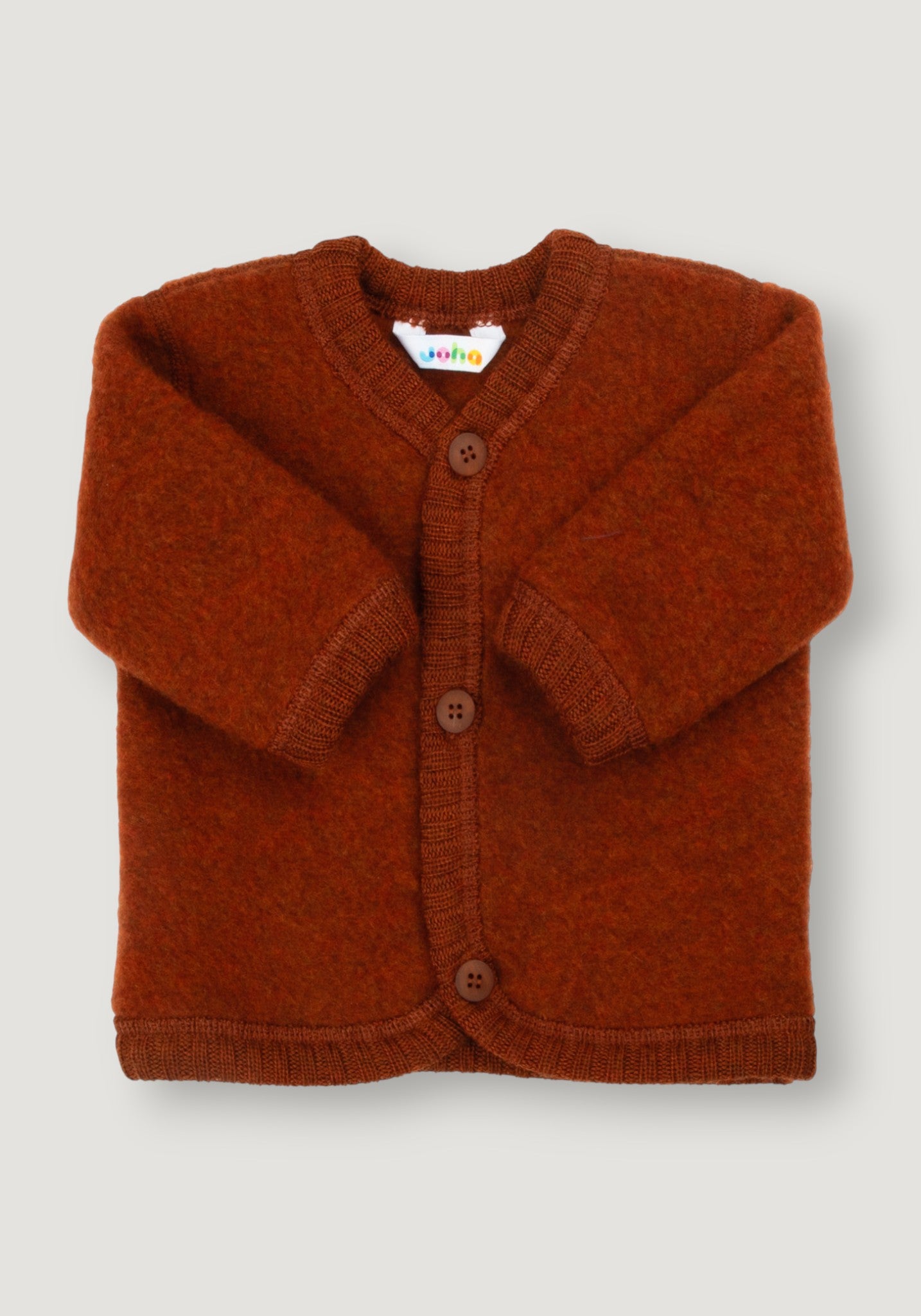 Cardigan fleece din lână merinos - Russet 80