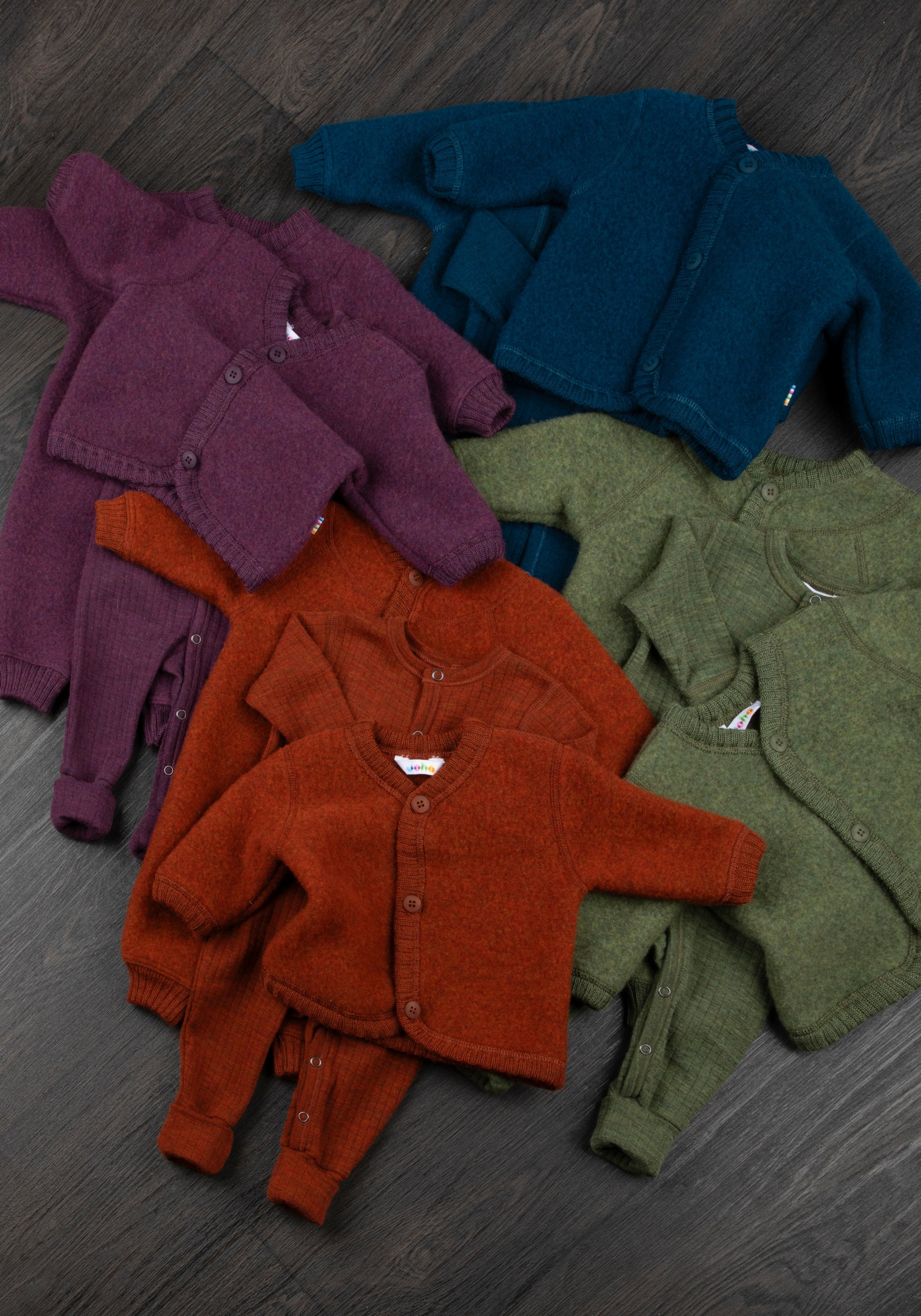Cardigan fleece din lână merinos - Dark Olive
