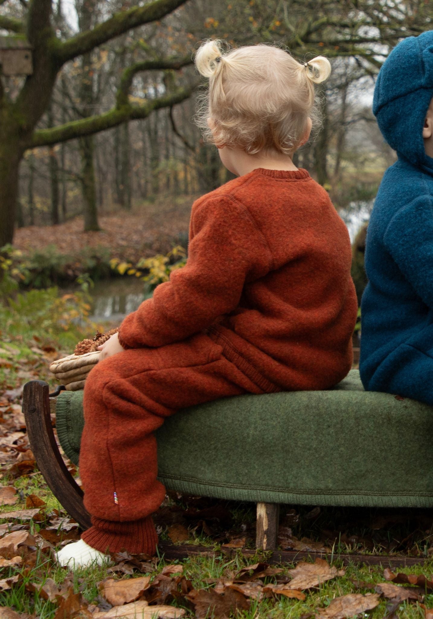 Pantaloni fleece din lână merinos - Russet