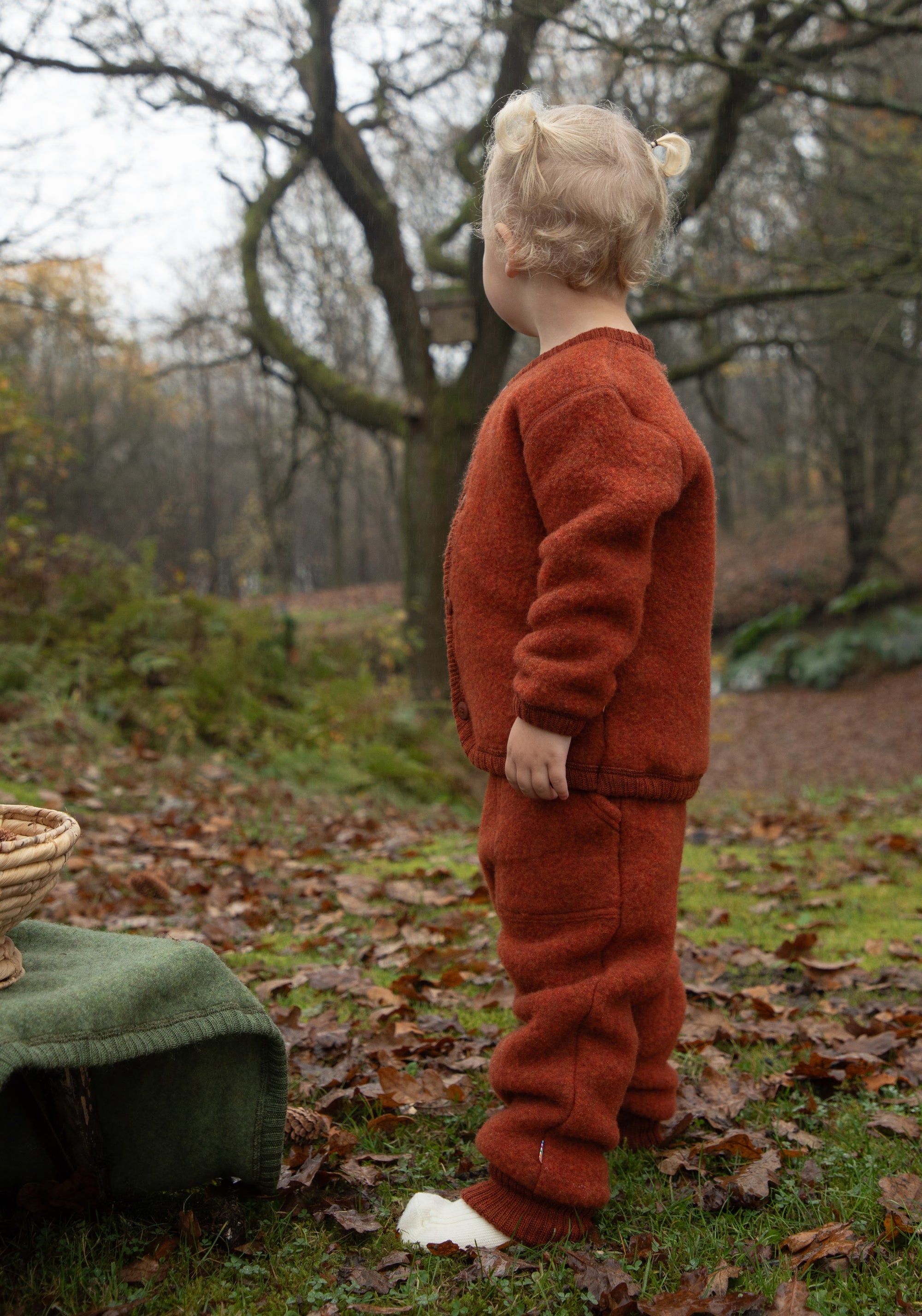 Pantaloni fleece din lână merinos - Russet